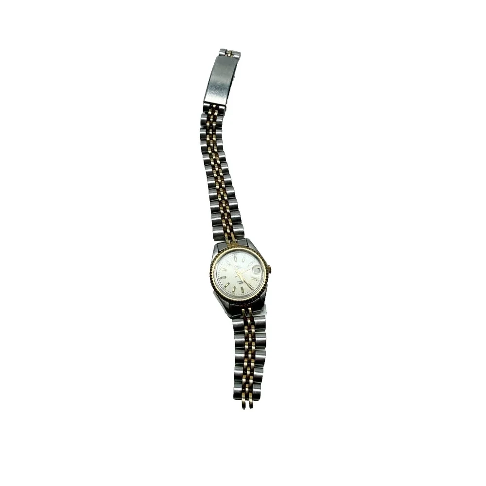 Vintage Timex Indiglo Women’s Watch Silver/Gold Tone,Date,Presidential Bracelet